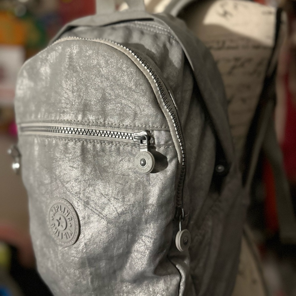 Kipling Metallic Gray Backpack - image 2